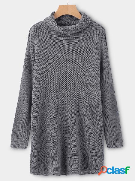 Grey Roll Neck Long Sleeves Sleeves Dropped Shoulder Sweater