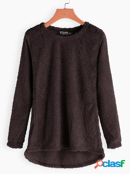 Khaki Round Neck Long Sleeves Sweater Top