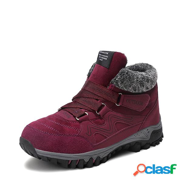 Purple Comfy Waterproof Suede Hook Loop Ankle Boots