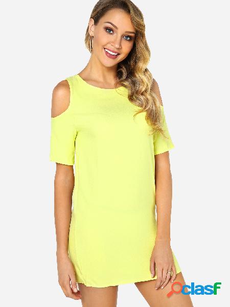 Yellow Cold Shoulder Mini Dress