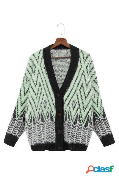 Yellowgreen Loose Thick Geometric Jacquard Knitted Mini