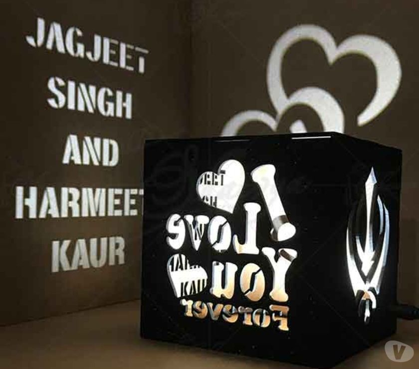 Wooden shadow box with electric light lamp Chandigarh