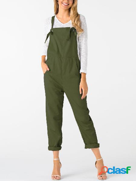 Army Green Square Neck Sleeveless Overall Outfits
