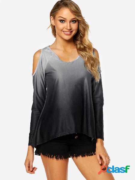 Black Cut Out Fantasy Colour Cold Shoulder Long Sleeves