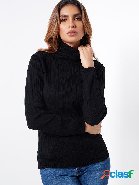 Black Turtleneck Long Sleeves Bodycon Sweater