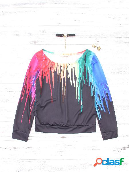 Fantasy Colour Asymmetrical Sweatshirts in Black