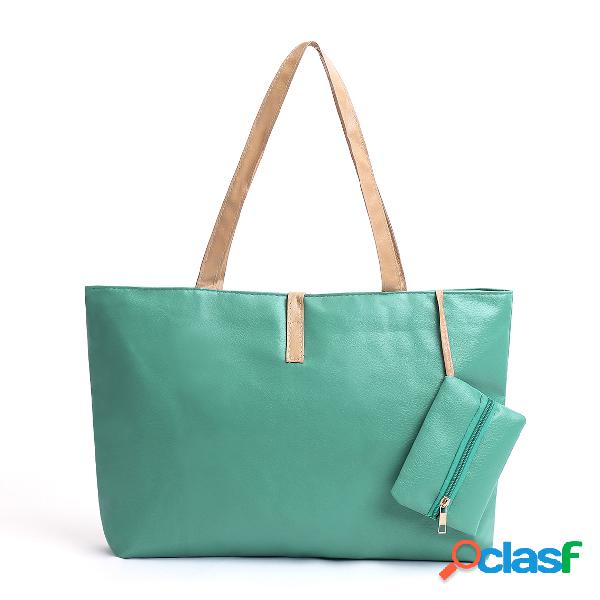 Green PU Shoulder Bags with Small Bags