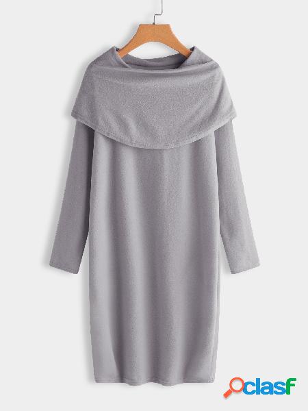 Grey Drape Sagging Long Sleeves Mini Sweater Dress