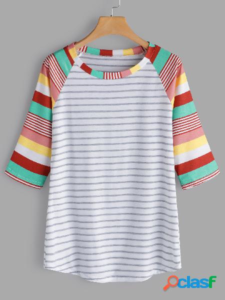 Red Stripe Round Neck T-shirts