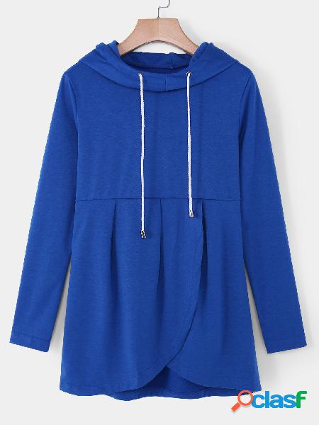 Blue Casual Long Sleeve Hoodie