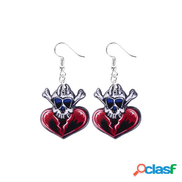 Heart Skull Shape Halloween Drop Earrings