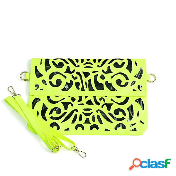 Green Hollow Out Magnetic Closure Crossbody Bag