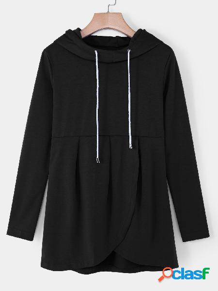 Black Casual Long Sleeve Hoodie