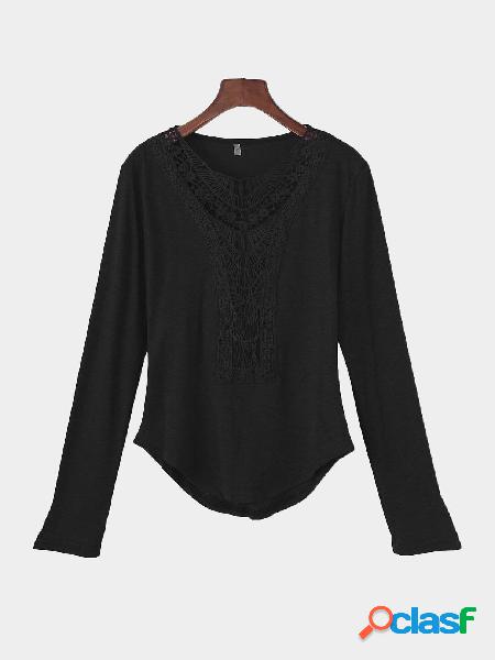 Black Hollow Design Long Sleeves T-shirt