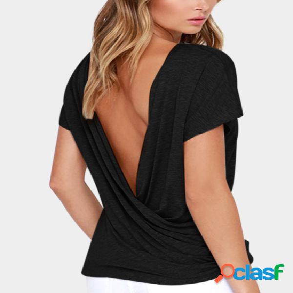Black Two Ways To Wear Cross Design Short Sleeves T-shirt