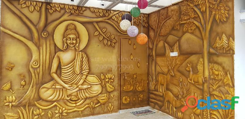 Buddha wall mural Artist || mural art elevation