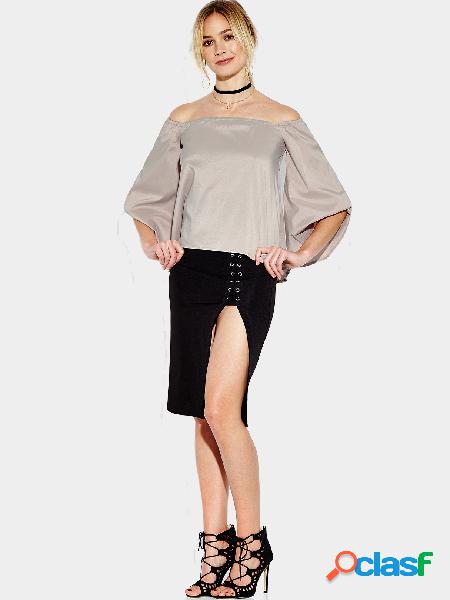 Asymmetrical Sleeves Off Shoulder Loose Backless Top