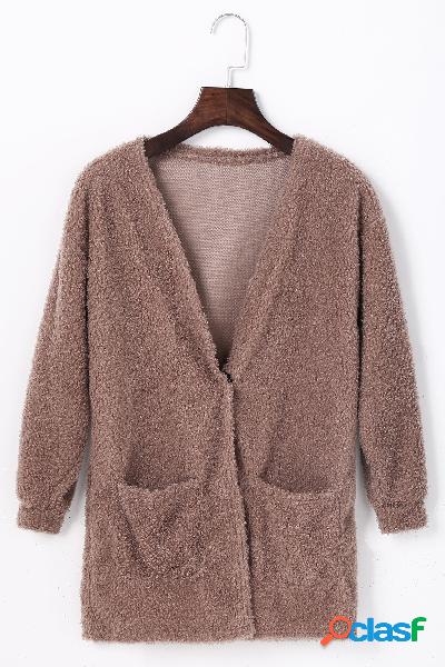 Purple Fluffy Single Breasted Loose Fashion Cardigans