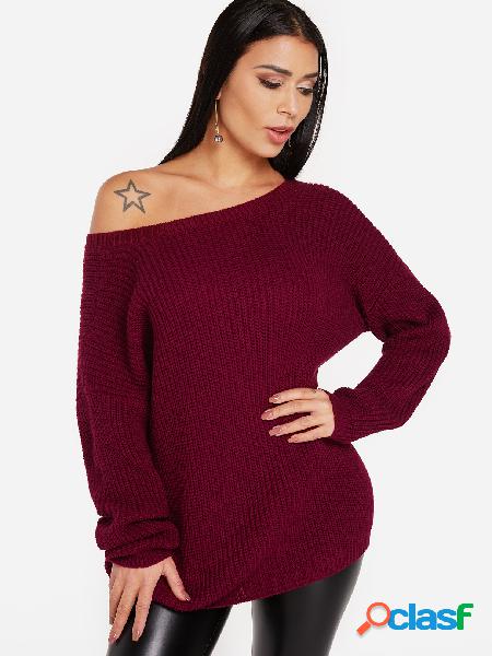 Round Neck Long Sleeves Sweater in Army Green