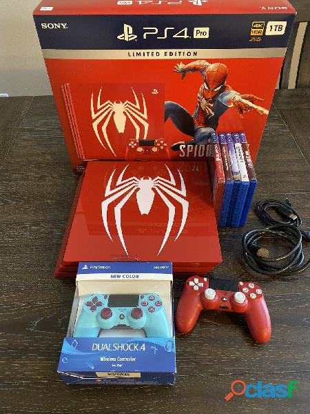 Sony PlayStation Ps4 Pro 1TB Limited Edition Spider Man Red