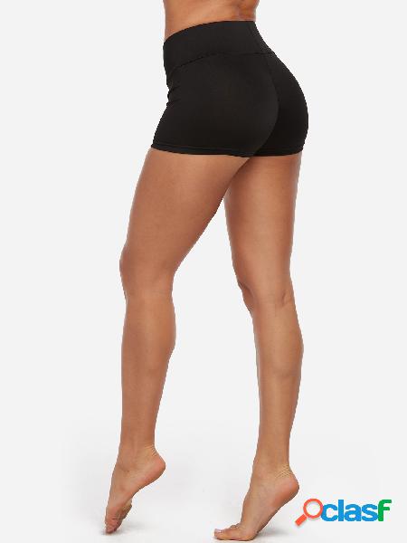 Black Plain Middle-waisted Active Bottoms