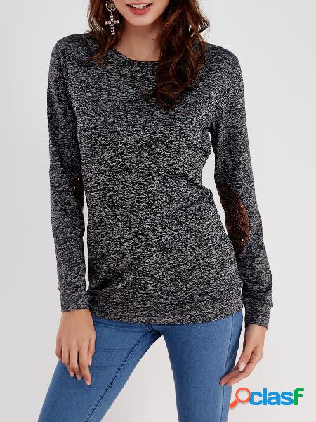 Black Sequins Embellished Round NEck Long Sleeves Bodycon