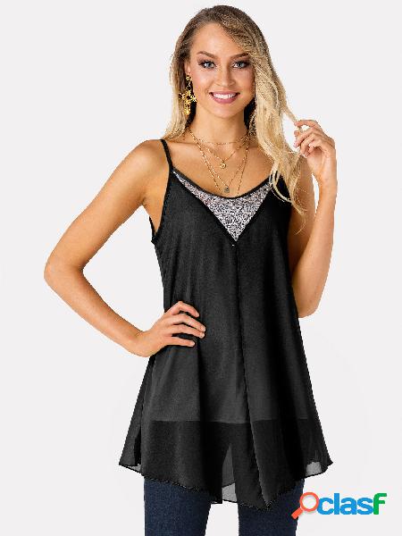 Black Sequins Embellished V-neck Sleeveless Cami