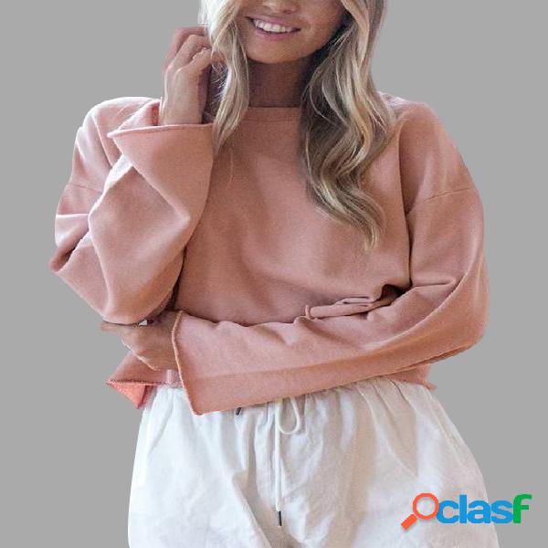 Light Pink Simple Long Sleeves Sweater