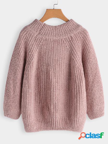 Pink Plain Off The Shoulder Long Sleeves Loose Fit Sweaters