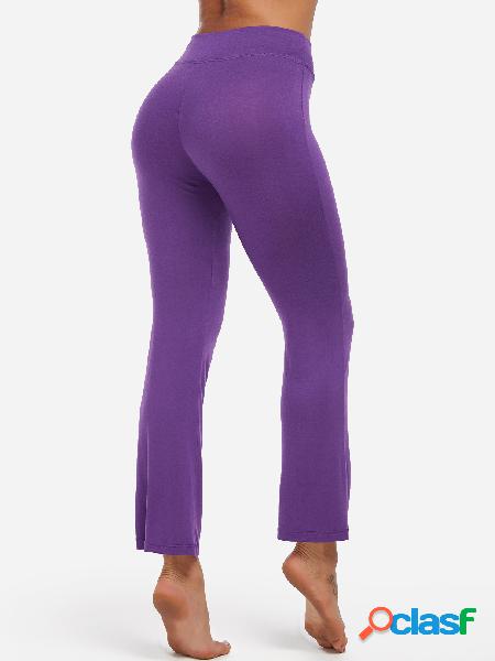 Purple Drawstring Waist Bat foot Active Bottoms