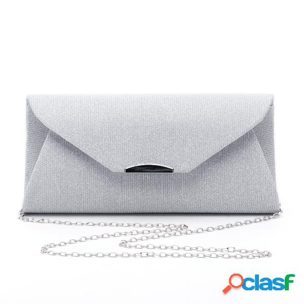 White Glitter Clutch Bags with Chain