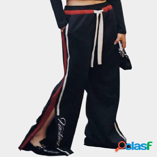 Active Wide Leg Side Slit Design High-waisted Sport Pants in