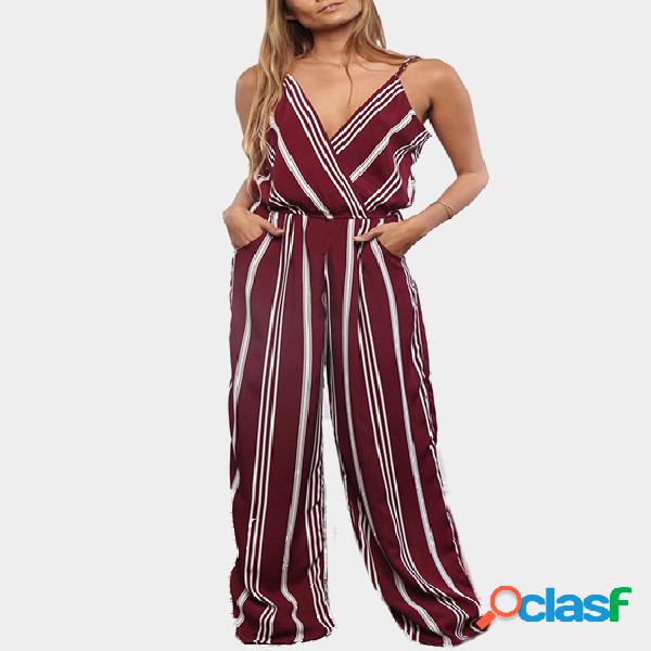 Stripe Pattern Strappy Jumpsuit