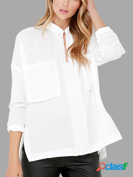 White Chest Pockets Blouse