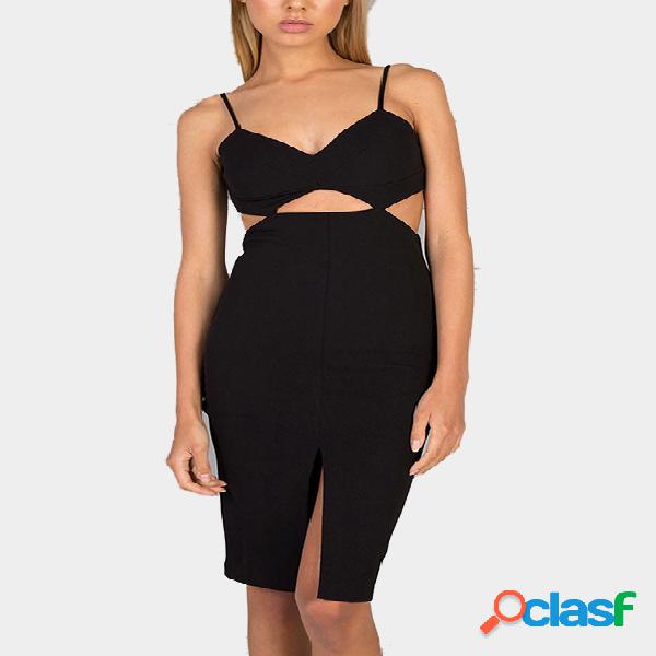 Black Bodycon Midriff-baring + Backless Slip Dress