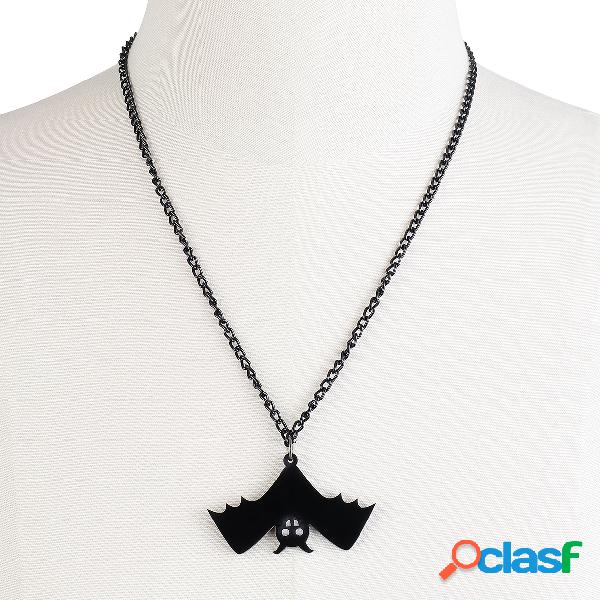 Black Fashion Bat Halloween Pendant Necklace