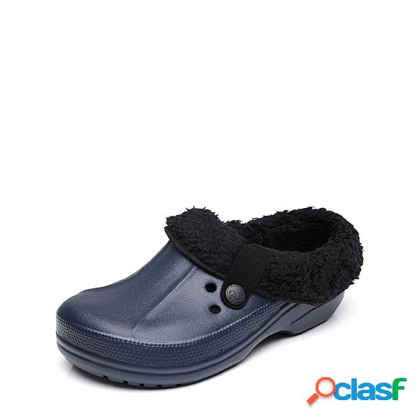 Dark Blue Clog Winter Warm Antiskid Indoor Casual House