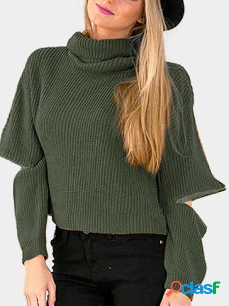 Green High Neck Jumper with Zipper Sleeves