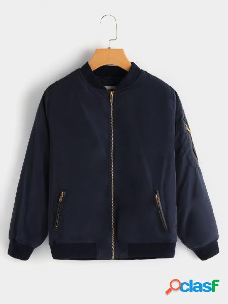 Navy Military Quilted Jacket With Zipped Pocket