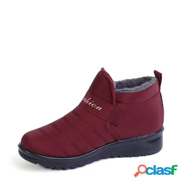 Red Waterproof Hook Loop Warm Snow Boots