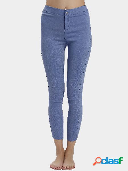 Blue High Waist Causal Pants