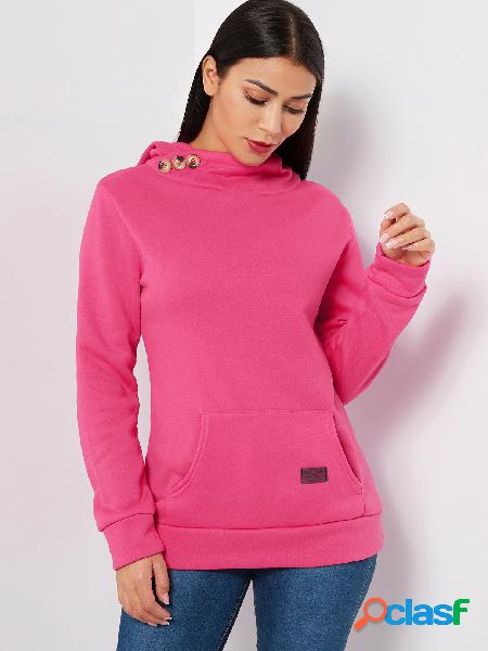 Rose Pullover Long Sleeves Kangaroo Pocket Design Hoodie