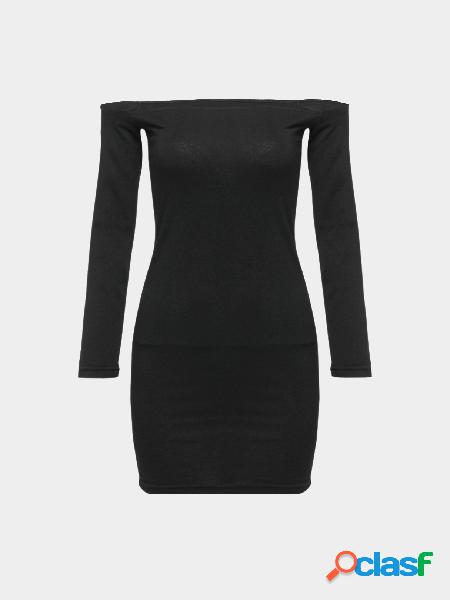 Black Bodycon Off Shoulder Long Sleeves Mini Dress