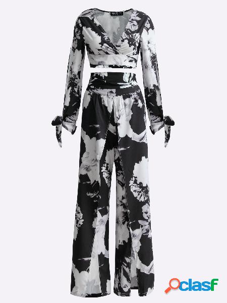 Floral Print Pattern Slit Co-ord