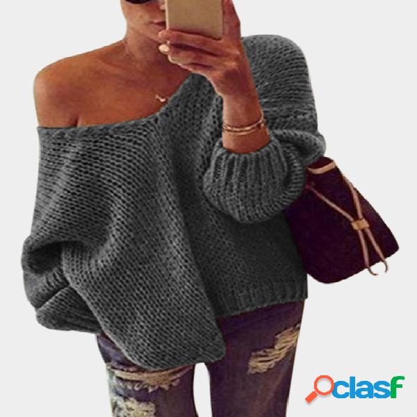 Grey V-neck Long Sleeves Pullover Sweater