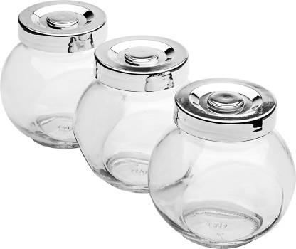 HOME TREE - 170 ml Glass Grocery Container (Pack of 3,