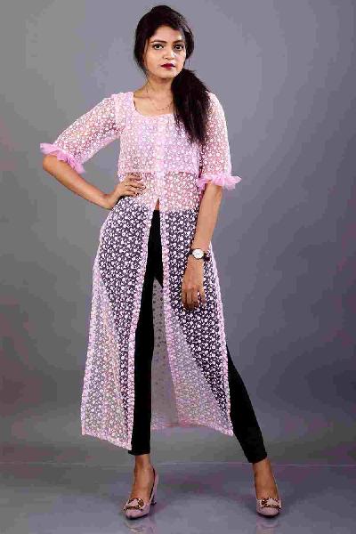 Shop Chikan Kurti with High Side and Front Slit for Women
