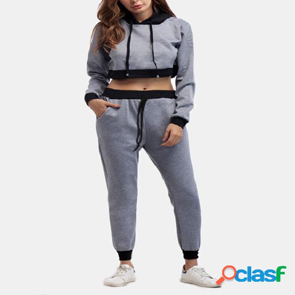 Active Cut Out Hooded Design Elastic Tracksuit in Grey