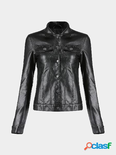 Black Faux Leather Biker Jacket