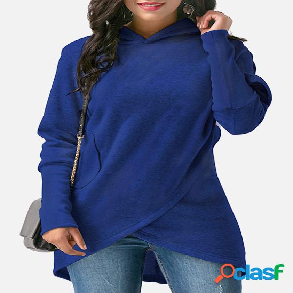 Blue Crossed Front Design Hoodie